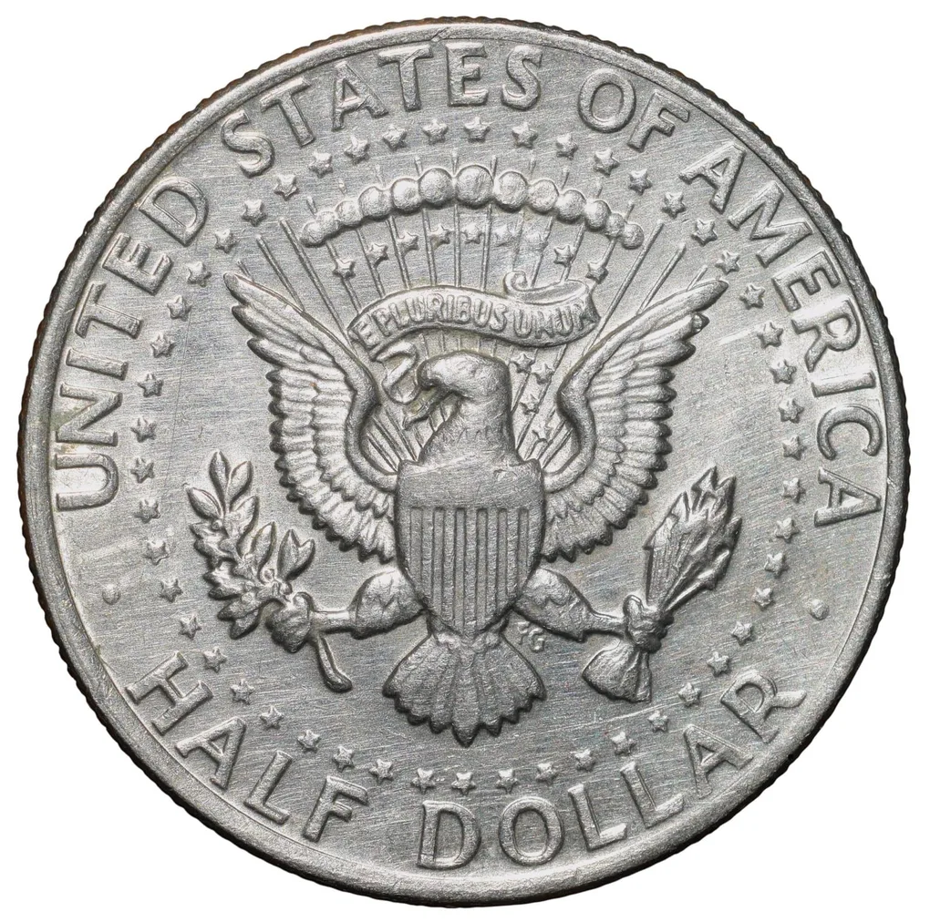 Copper-Nickel 1/2 Dollar of USA (AD 1972) with Portrait of John F. Kennedy