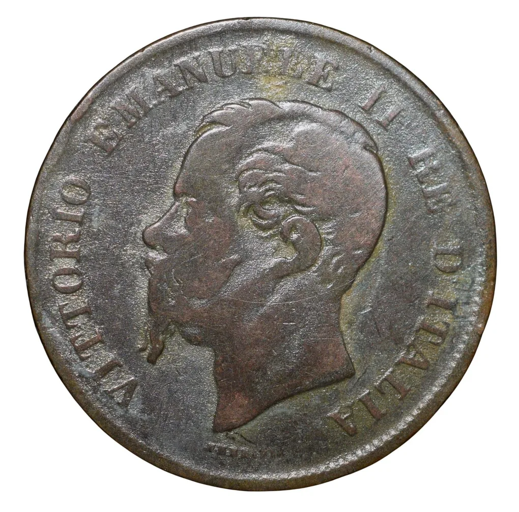 Copper 5 Centesimi of Victor Emmanuel II (AD 1862) from Italy Rare