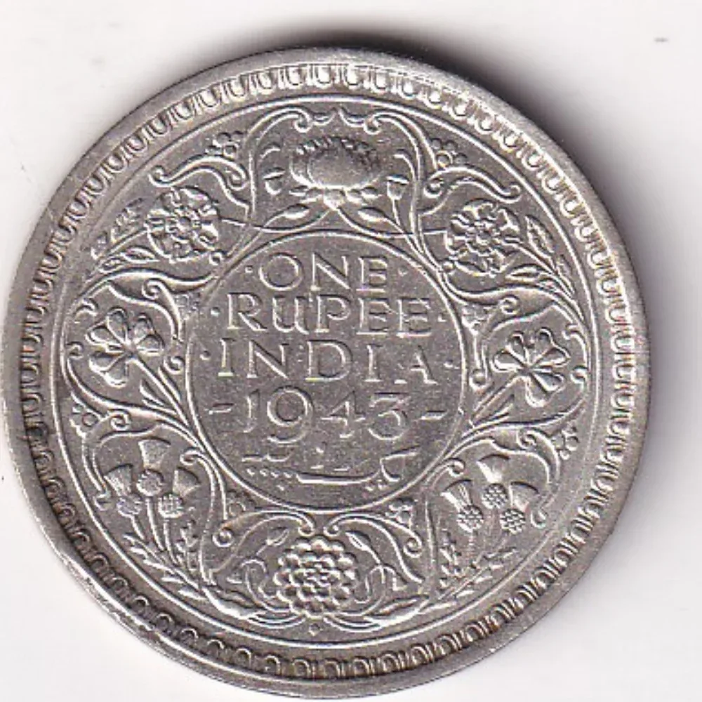 British-India 1 Rupee -(George VI) 1943 Rare Silver Coin