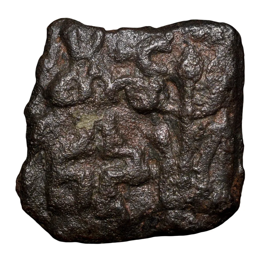 Cast Copper Kakani of Sunga Kingdom Universal(2nd cen BC) Type Multiple symbols