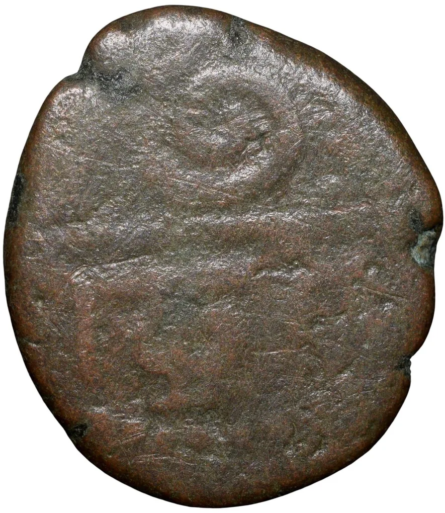 Copper Doudou of INDO-French (AD 1720-1835) with Fleur-de-lis