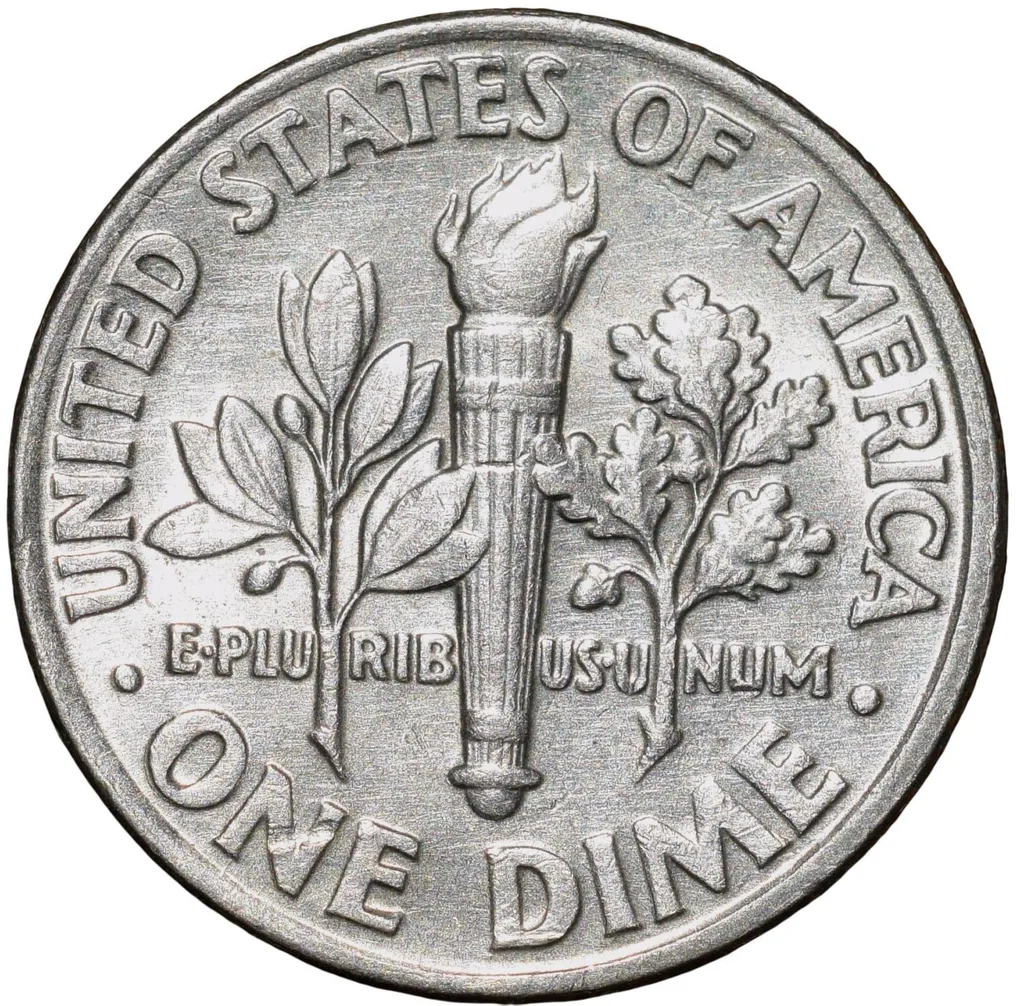 Copper-Nickel 1 Dime of USA (AD 1993) with Portrait of Franklin D. Roosevelt