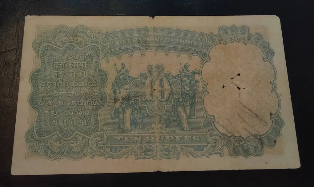 Reserve Bank of India British India rare George V Denomination 10 ₹ Governor J.w.kelly Condition as per image
