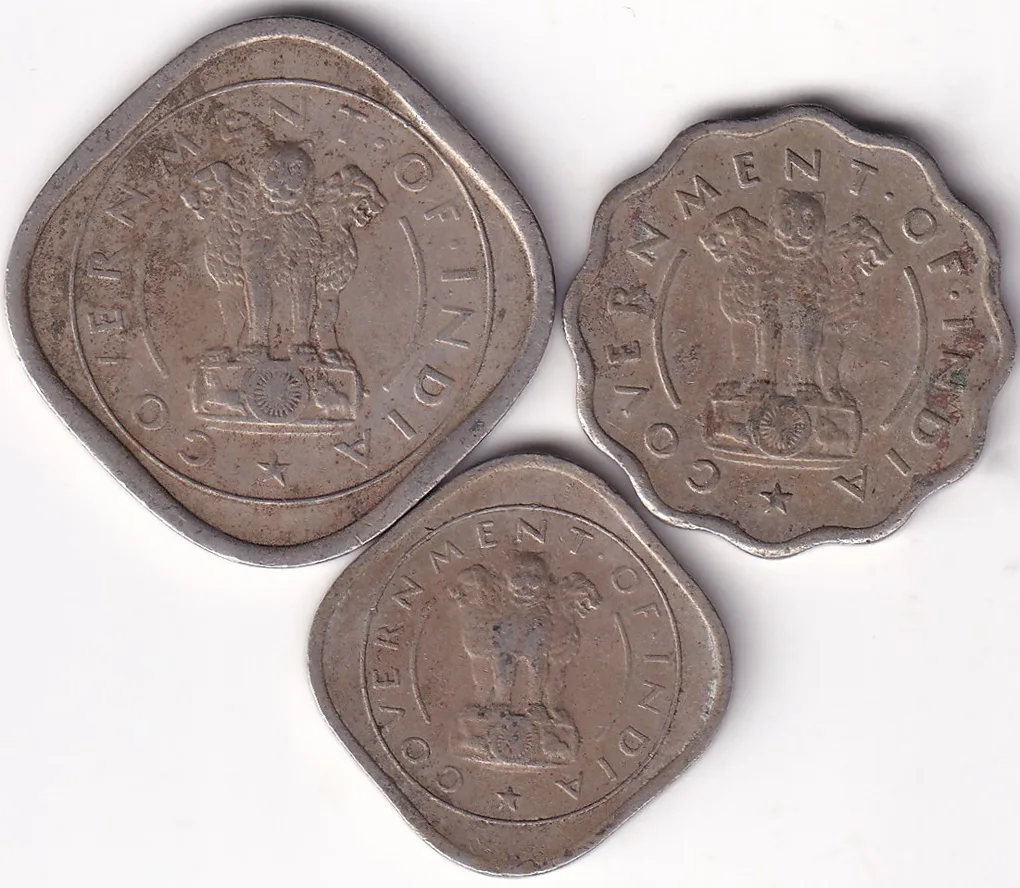 Republic India 1954 Nickel 2 Annas 1 Anna 1/2 Anna Three Coins Set Rare #1