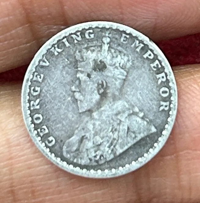 British-India Two Annas 1917 (George V) Rare Silver Coin#K-184
