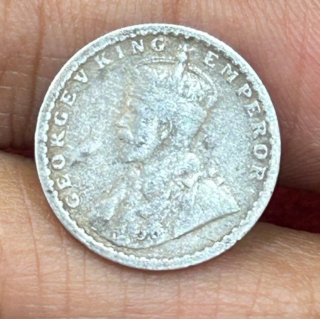 British-India Two Annas 1914 (George V) Rare Silver Coin#K-194