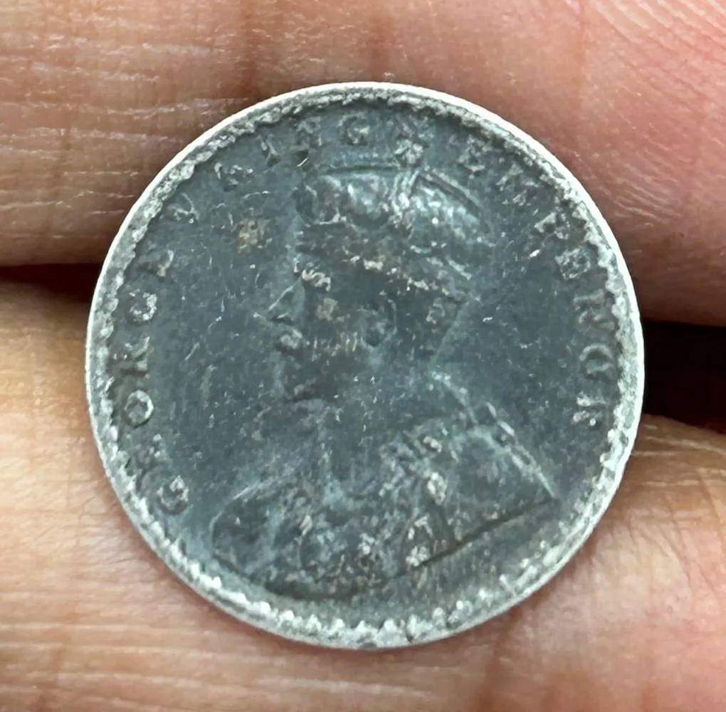 British-India Two Annas 1914 (George V) Rare Silver Coin#K-217