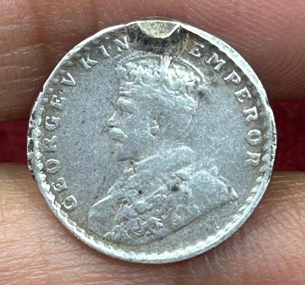 British-India Two Annas 1915 (George V) Rare Silver Coin#K-219