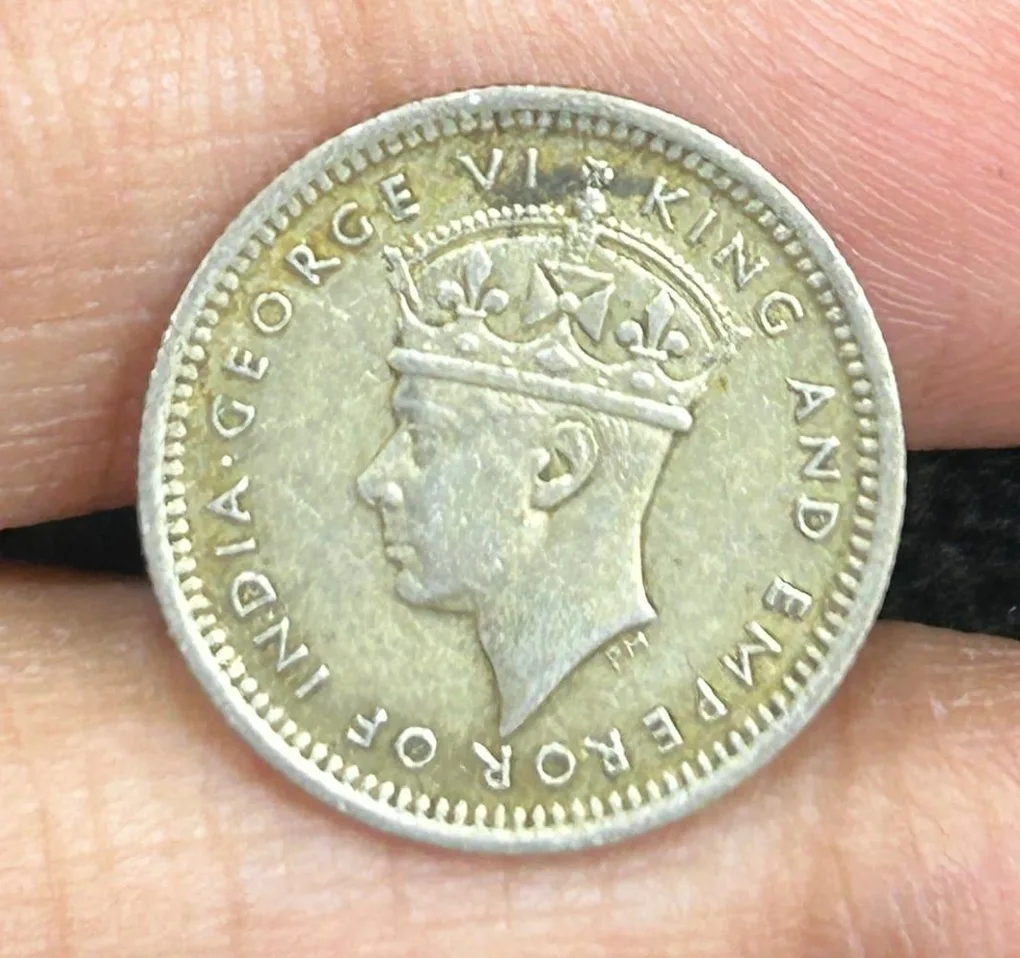 British Malaysia › Malaya 5 Cents 1945 - George VI Rare Silver Coin #S-64