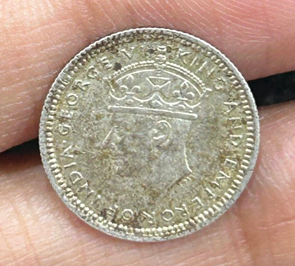 British Malaysia › Malaya 5 Cents 1945 - George VI Rare Silver Coin #S-65