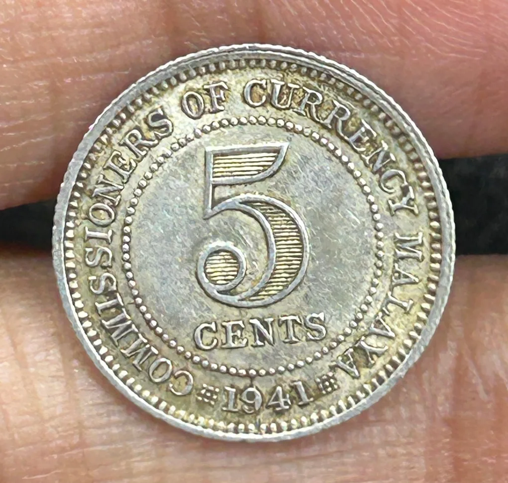 British Malaysia › Malaya 5 Cents 1941 - George VI Rare Silver Coin #S-68