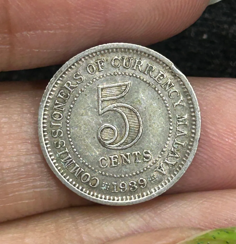 British Malaysia › Malaya 5 Cents 1939 - George VI Rare Silver Coin #S-69