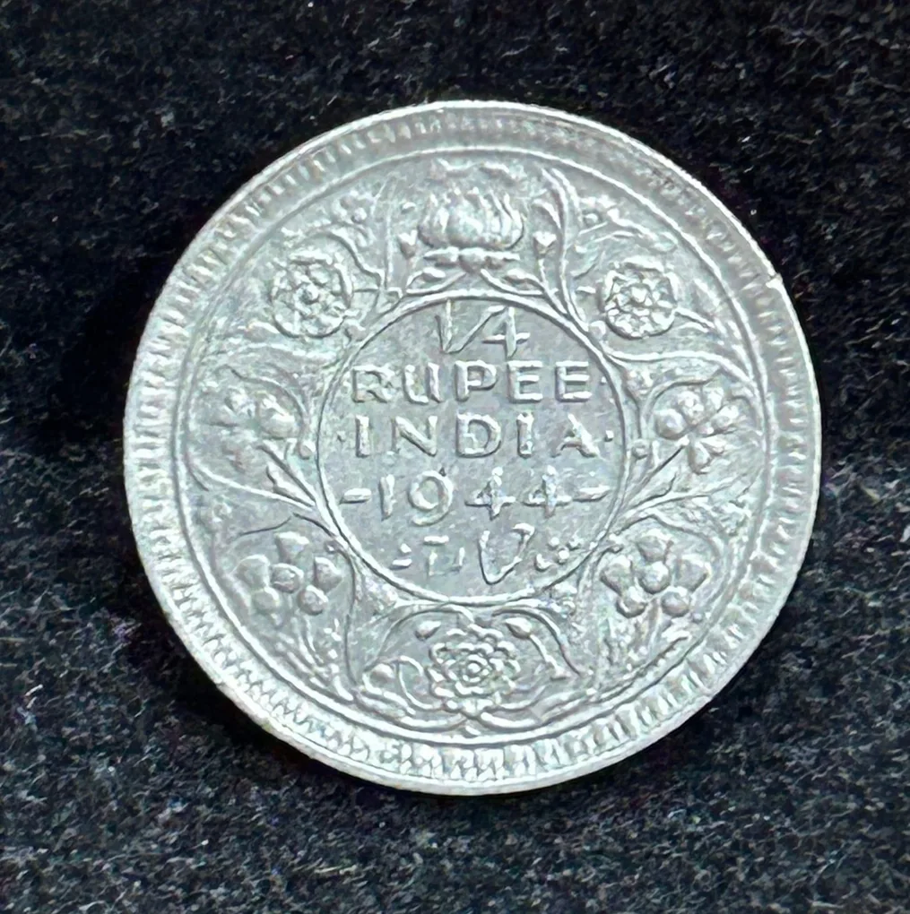 British- India ¼ Rupee -George VI (1944) Rare Silver Coin#S-99