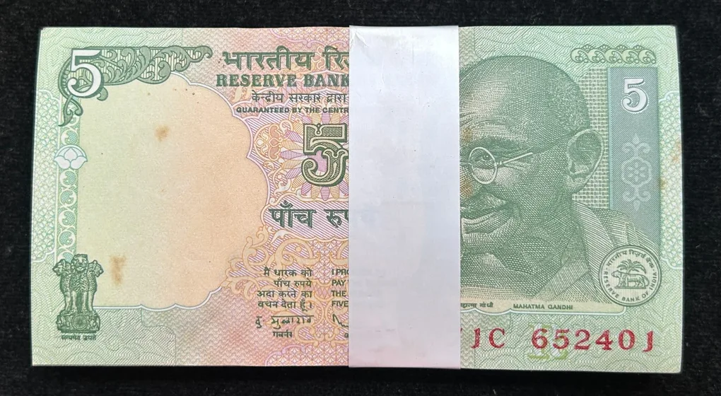 5 Rupees Gandhi Rare UNC Serial Packet