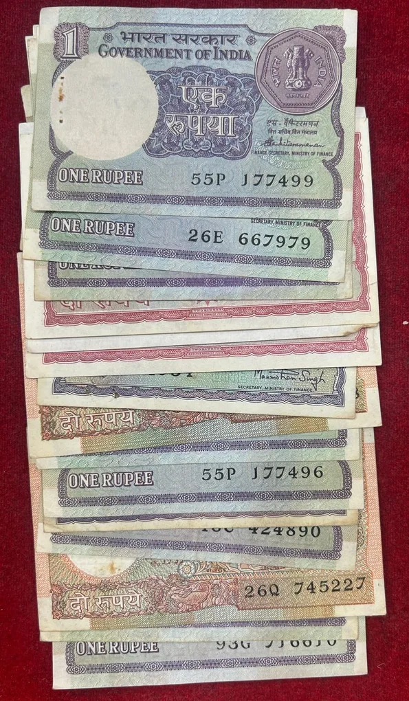 1 Rupee & 2 Rupees MIX Governor Used Condition (22 Note LOTT)#108