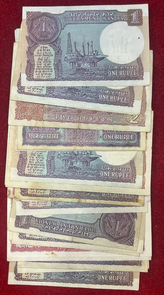 1 Rupee & 2 Rupees MIX Governor Used Condition (22 Note LOTT)#108