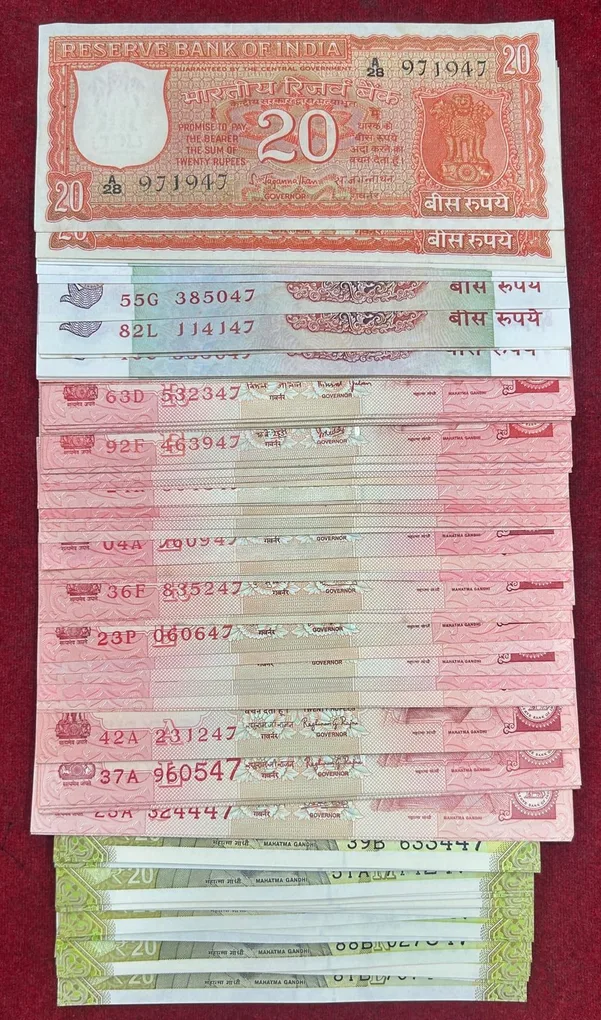 93 Note Signature Complete Set 20 Rupees UNC ②