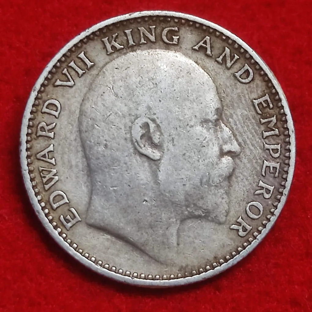 Half Rupee Silver Coin King George VII 1907 Bombay Mint