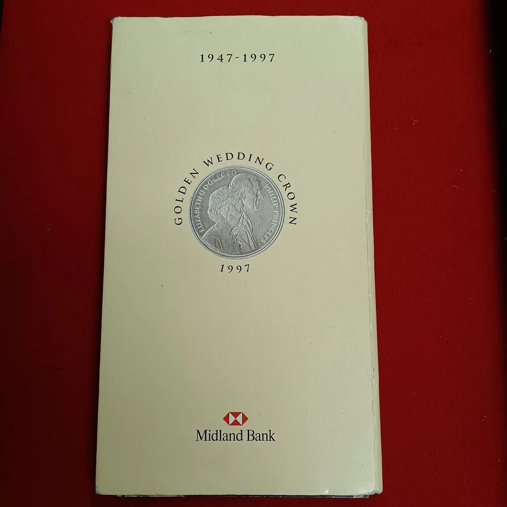 Rare Proof Coin Set 1997 Year Great Britain Golden Wedding Crown Proof Coin 5 Pounds Royal Mint Issue