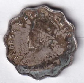 British- India 1 Anna 1915 (George V) Rare Date Coin #k-222
