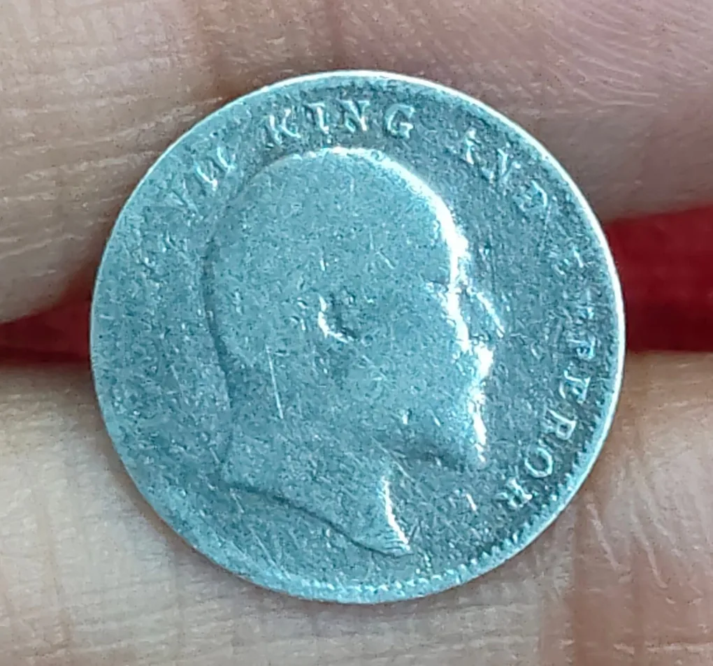 British-India Two Annas 1907 (Edward) Rare Silver Coin#K-205