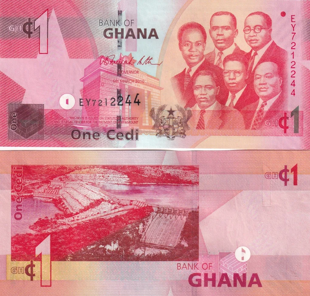 Ghana1 Cedi Rare UNC Note #Q