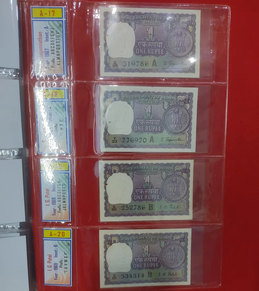 One Rupee Signature Set A-1 to A-65 Missing A-14 (Ending 786 - 27 Issue)