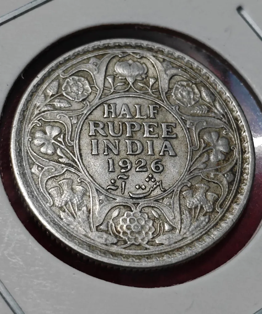 Half Rupee 1926 Calcutta Mint George V King Emperor Coin