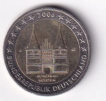 Germany, Federal 2 Euros Bundesländer 2006 - "Schleswig-Holstein" Commemorative issue Rare Coin #S-24