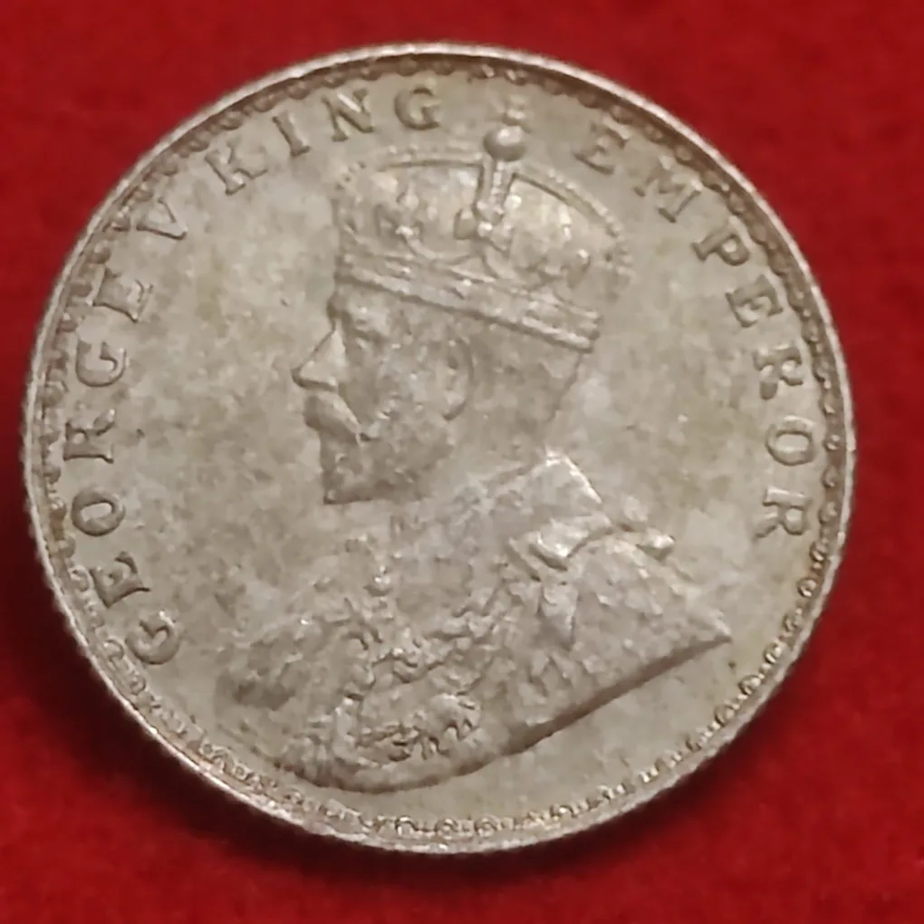 1/4 Rupee Silver Coin George V Year 1914 Bombay Mint