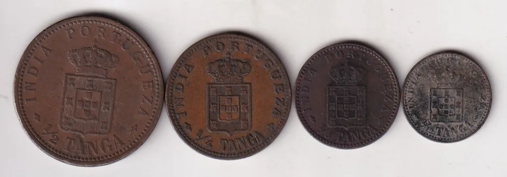 Portuguese India 4 Different Denomination (Charles I) Rare (4 Coin) Set#S-52