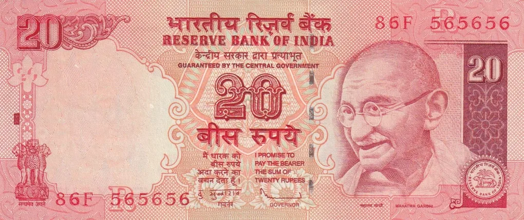 565656 (Tripling) Fancy Number 20 Rupees Governor D.Subba Rao Rare Unc Note