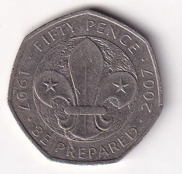 United Kingdom 50 Pence - 2007 (Elizabeth II Scouting Movement) Rare Commemorative Coin #N-437