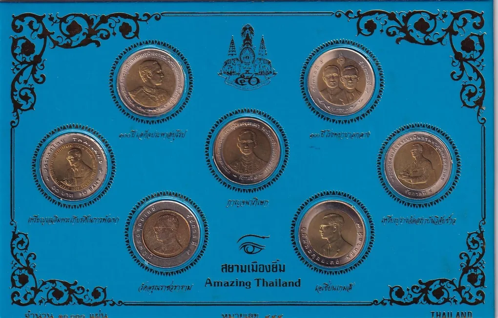 Amazing Thailand 7 Different Bimetallic Commemorative Coinage Set