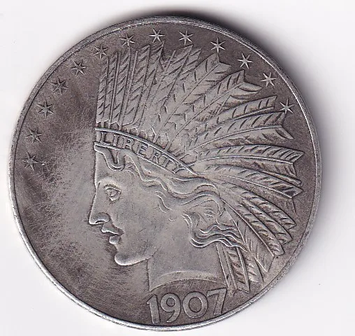 United States 10 Dollars 1907 Indian Head Rare Token Coin #C-4