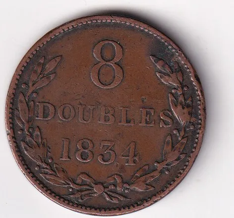 Guernsey 8 Doubles 1834 Rare Coin#N-476