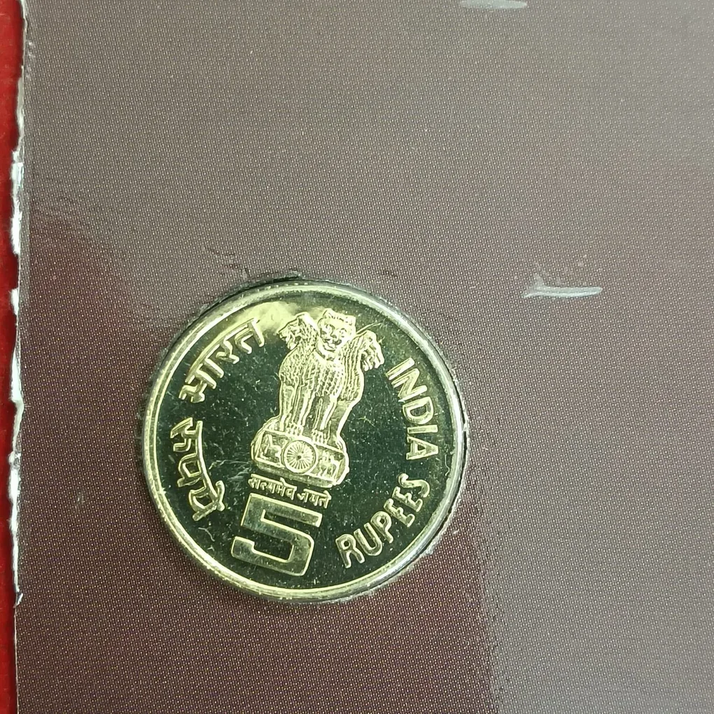 Five Rs Rare Proof Coin Perarignar Anna Centenary 1909-1969 Kolkata Texal Mint India