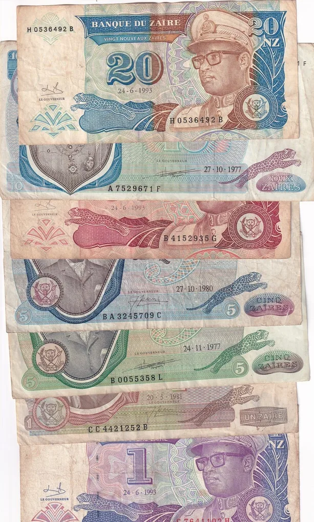 All Different Denomination Congo ( Zaire ) Rare (25 Note Set) #SET-III