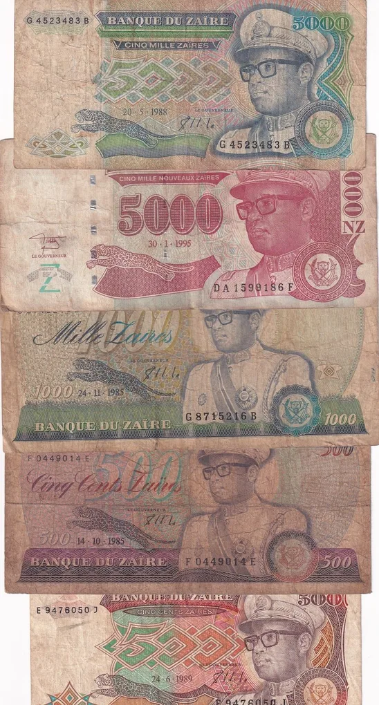 All Different Denomination Congo ( Zaire ) Rare (24 Note Set) #SET-IV