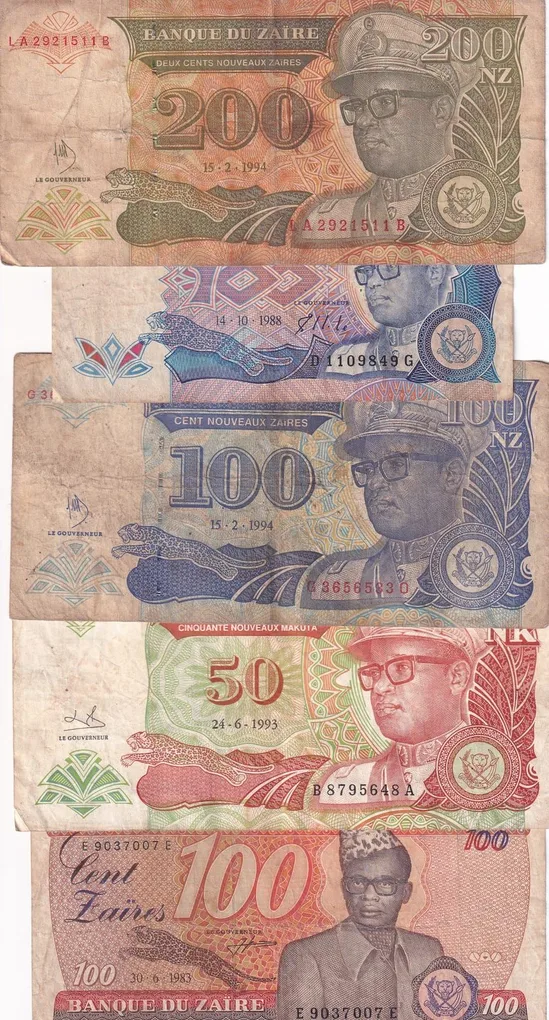 All Different Denomination Congo ( Zaire ) Rare (24 Note Set) #SET-IV