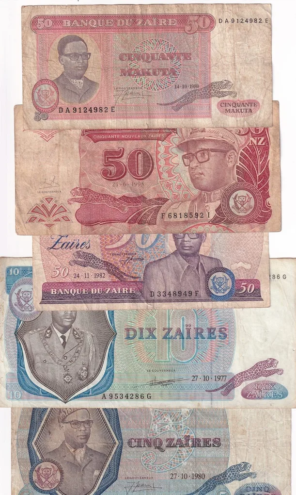 All Different Denomination Congo ( Zaire ) Rare (24 Note Set) #SET-IV