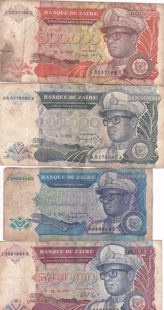 All Different Denomination Congo ( Zaire ) Rare (22 Note Set) #SET-II