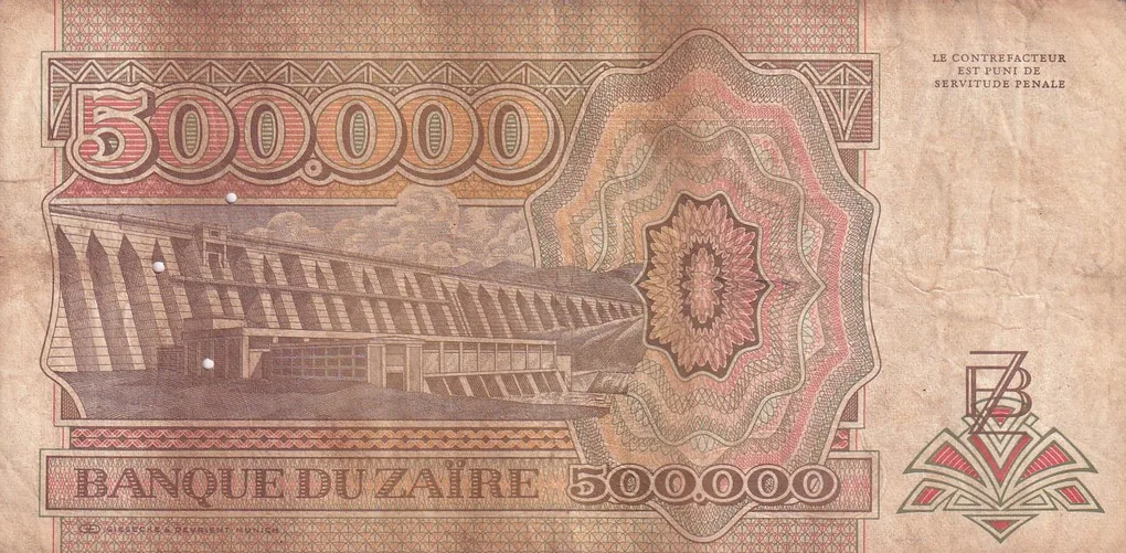 Zaire 500000 Zaïres (1992) Rare Note#B2