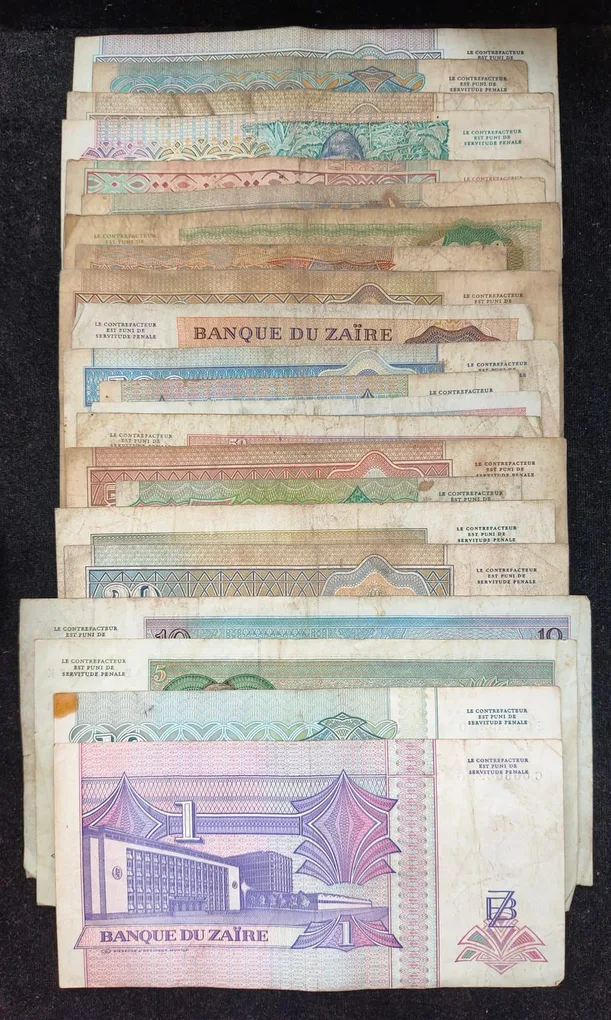 All Different Denomination Congo ( Zaire ) Rare (22 Note Set) #SET-II
