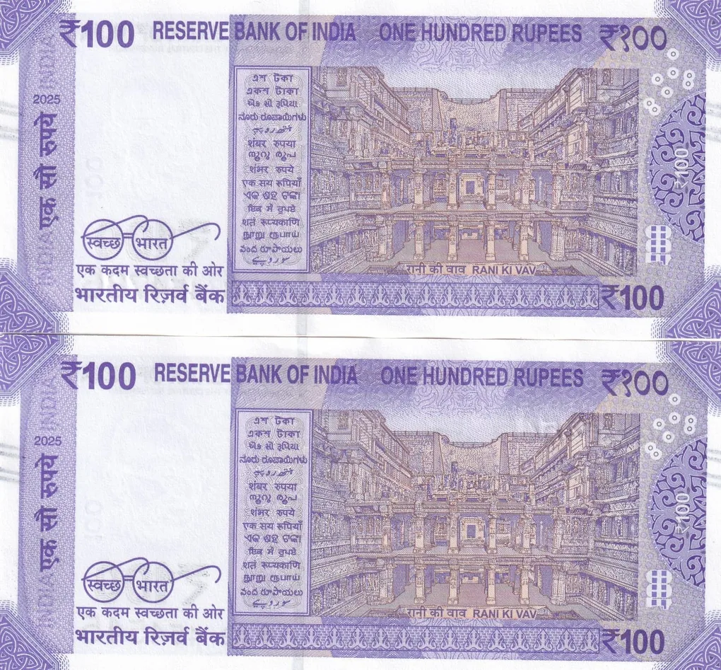 454545 + 454786 Rare 100 Rupees Governor Sanjay Malhotra Rare UNC (2 Note Set)