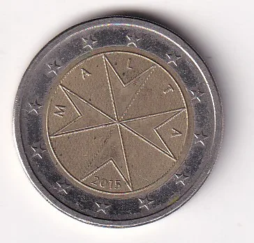 Malta 2 Euros (2nd map) 2015 Rare Bimetallic Coin #C-37