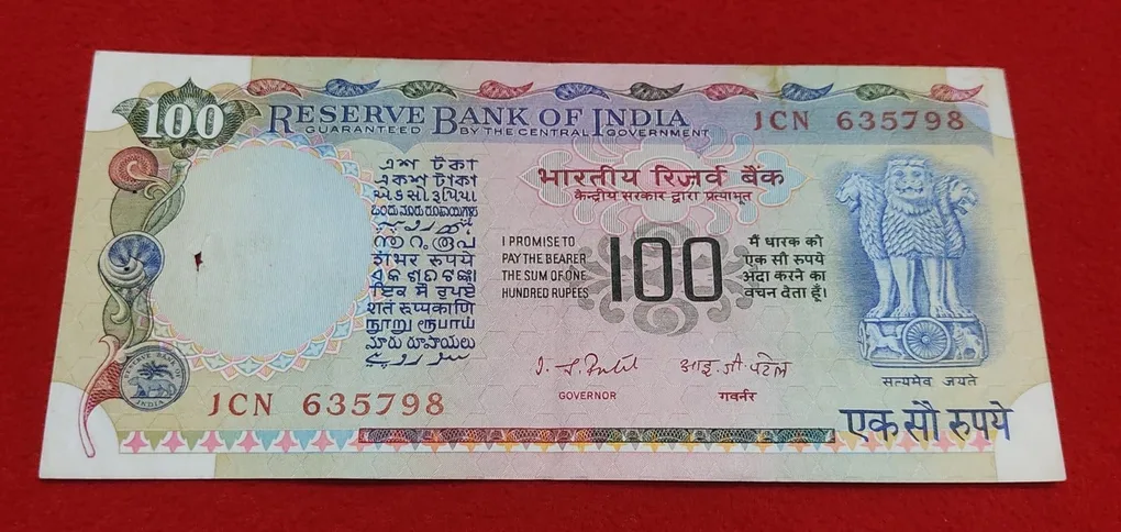 100 Rupee Note Governor I. G. Patel