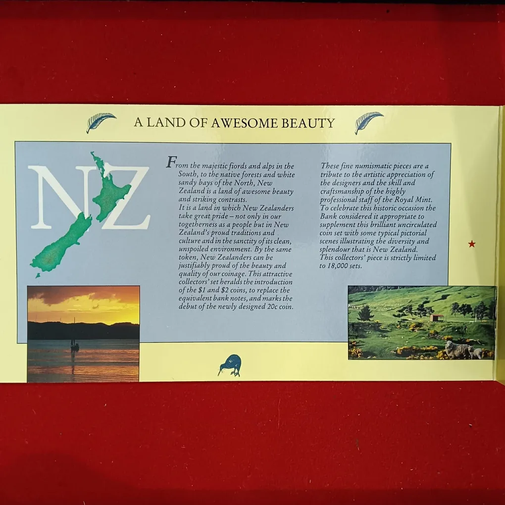 Ex Rare Proof Coin New Zealand Captain Cook's Endeavour Brilliant Uncirculated Coin Set Year 1990 Issue By Royal New zealand Mint