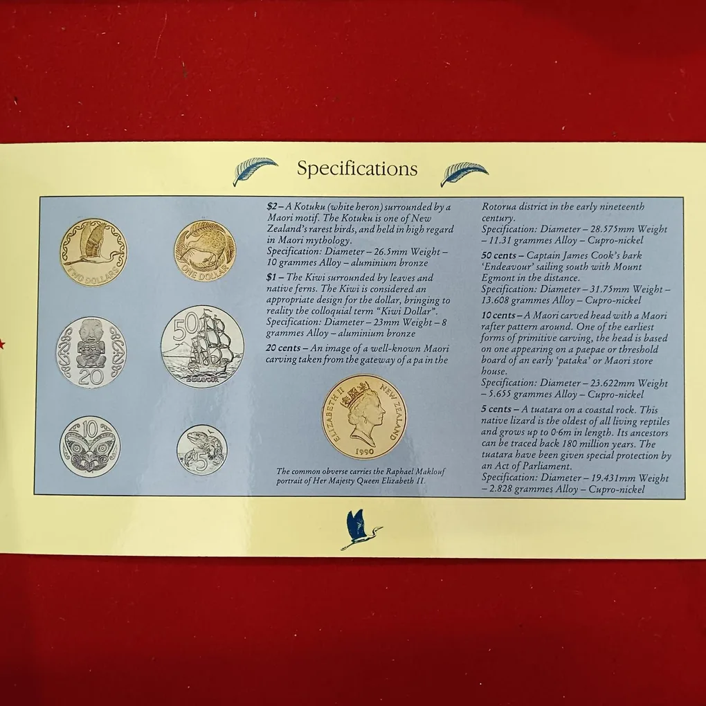 Ex Rare Proof Coin New Zealand Captain Cook's Endeavour Brilliant Uncirculated Coin Set Year 1990 Issue By Royal New zealand Mint
