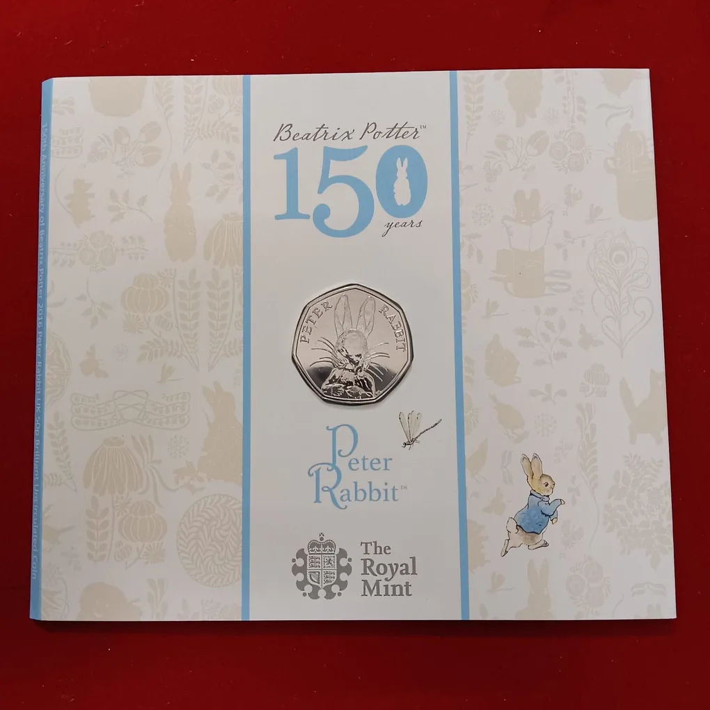 Rare 50 Pence Proof Coin 150 th Aniversary of Beatrix Potter 2016 Year Rabbit Uk The Royal Mint